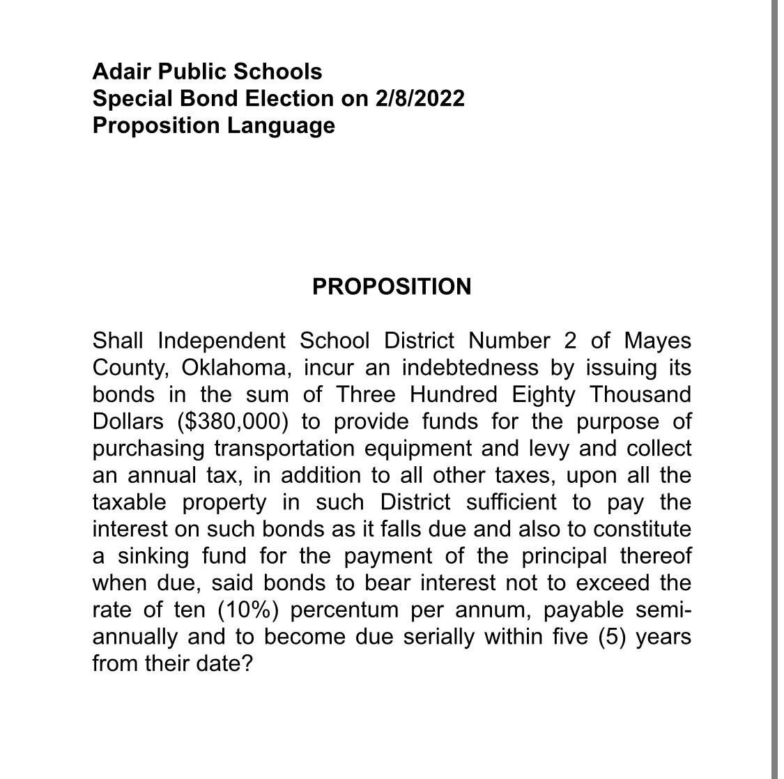 Adair prop